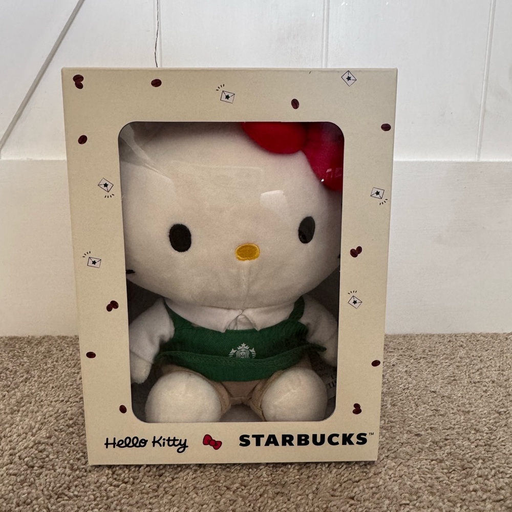 Starbucks Hello Kitty Plush with Red Bow and Green Apron